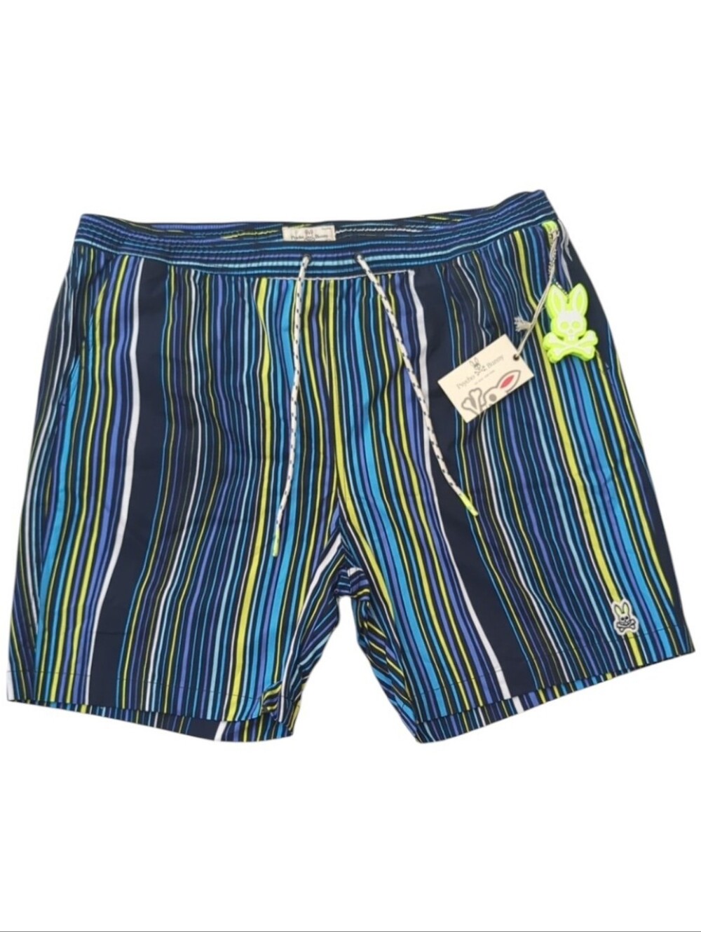 Psycho bunny Atkins Swim Shorts Blue Striped Size XXL 7" Inseam NWT
